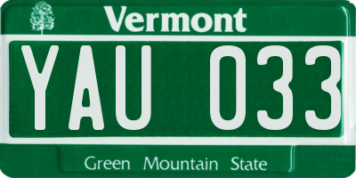 VT license plate YAU033