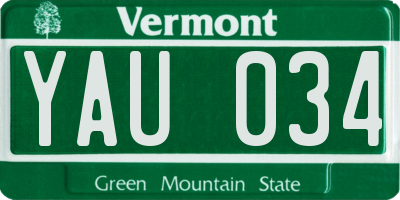 VT license plate YAU034