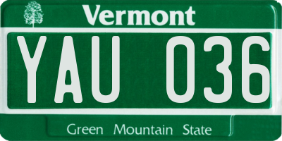 VT license plate YAU036