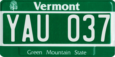 VT license plate YAU037