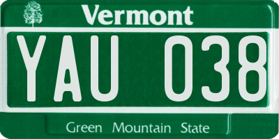 VT license plate YAU038