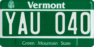 VT license plate YAU040