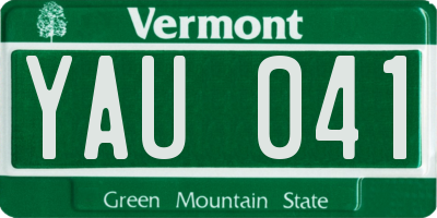 VT license plate YAU041
