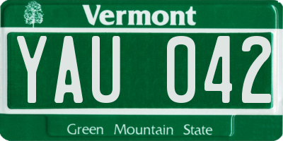 VT license plate YAU042
