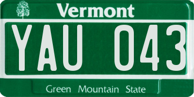 VT license plate YAU043