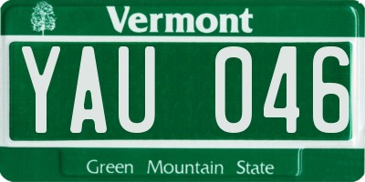 VT license plate YAU046