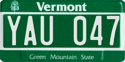 VT license plate YAU047