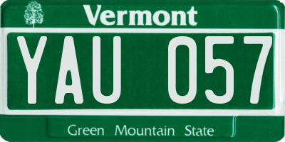 VT license plate YAU057