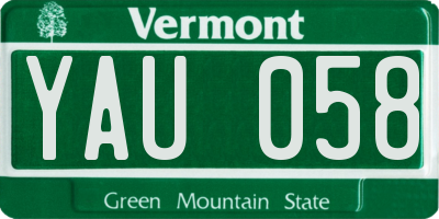 VT license plate YAU058
