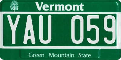 VT license plate YAU059