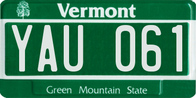 VT license plate YAU061