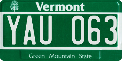 VT license plate YAU063