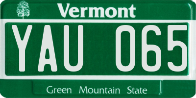 VT license plate YAU065