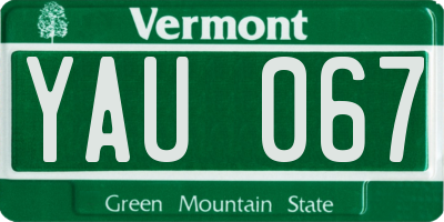 VT license plate YAU067