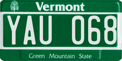 VT license plate YAU068