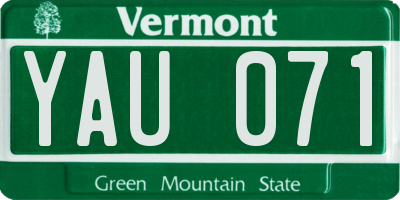 VT license plate YAU071