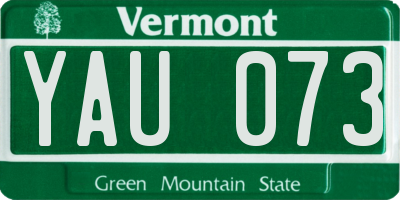 VT license plate YAU073