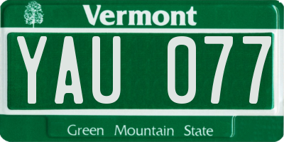 VT license plate YAU077
