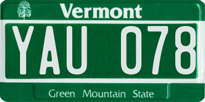 VT license plate YAU078