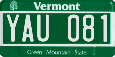 VT license plate YAU081