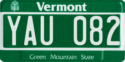 VT license plate YAU082