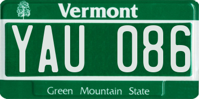 VT license plate YAU086