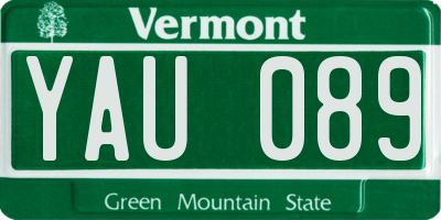 VT license plate YAU089