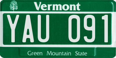 VT license plate YAU091