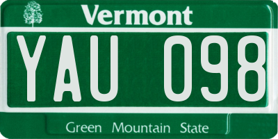 VT license plate YAU098