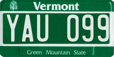 VT license plate YAU099