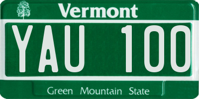 VT license plate YAU100