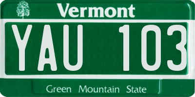 VT license plate YAU103
