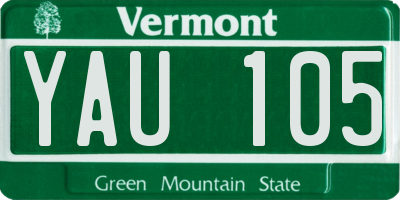 VT license plate YAU105