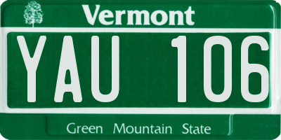 VT license plate YAU106