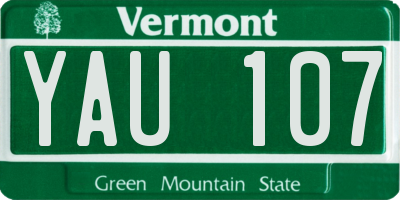 VT license plate YAU107