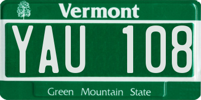 VT license plate YAU108