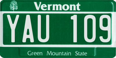 VT license plate YAU109