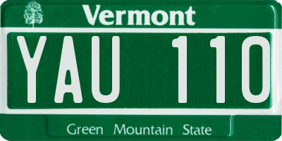 VT license plate YAU110