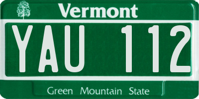 VT license plate YAU112