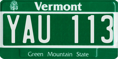 VT license plate YAU113