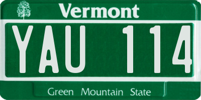 VT license plate YAU114