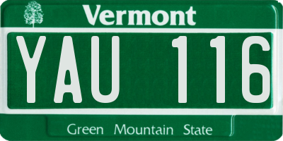 VT license plate YAU116