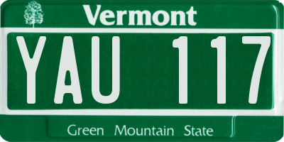 VT license plate YAU117