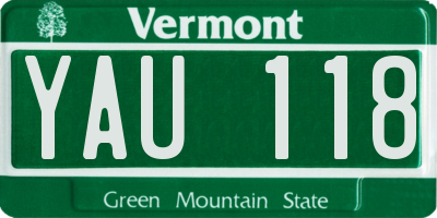 VT license plate YAU118