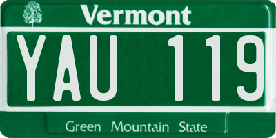 VT license plate YAU119