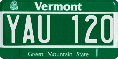 VT license plate YAU120