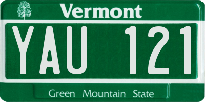 VT license plate YAU121