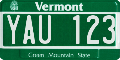 VT license plate YAU123