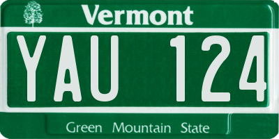 VT license plate YAU124