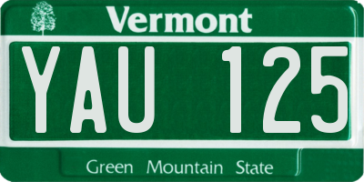 VT license plate YAU125